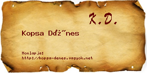 Kopsa Dénes névjegykártya